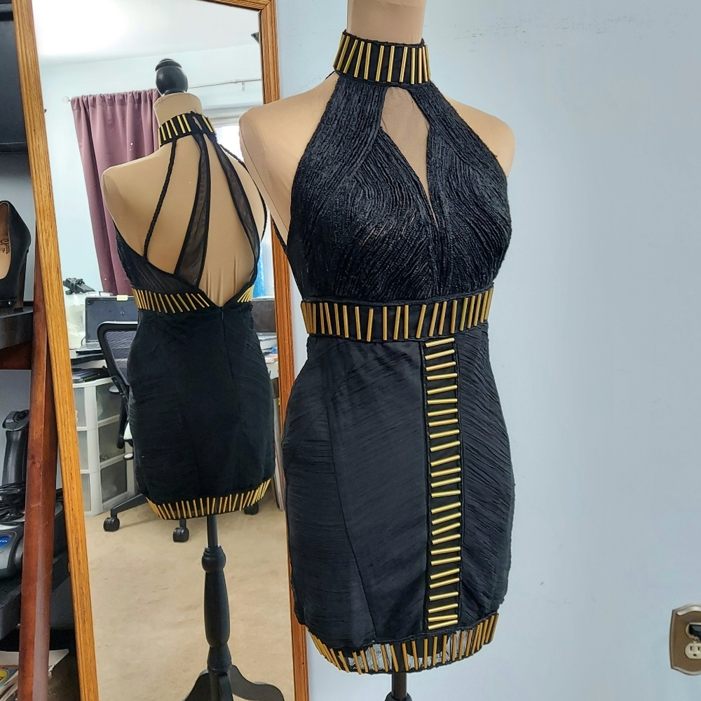 ASOS Black and Gold Mini Dress